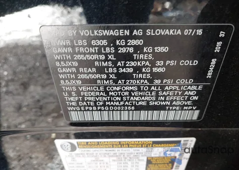 2016 Volkswagen Touareg Tdi Lux z USA, uszkodzony, nr VIN WVGEP9BP5GD002356